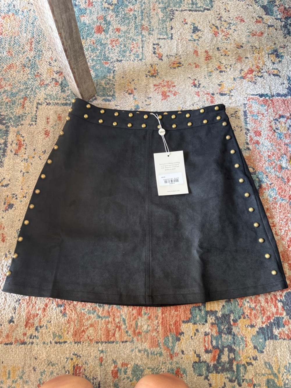 bohme Black Mini Skirt with Gold Studs
